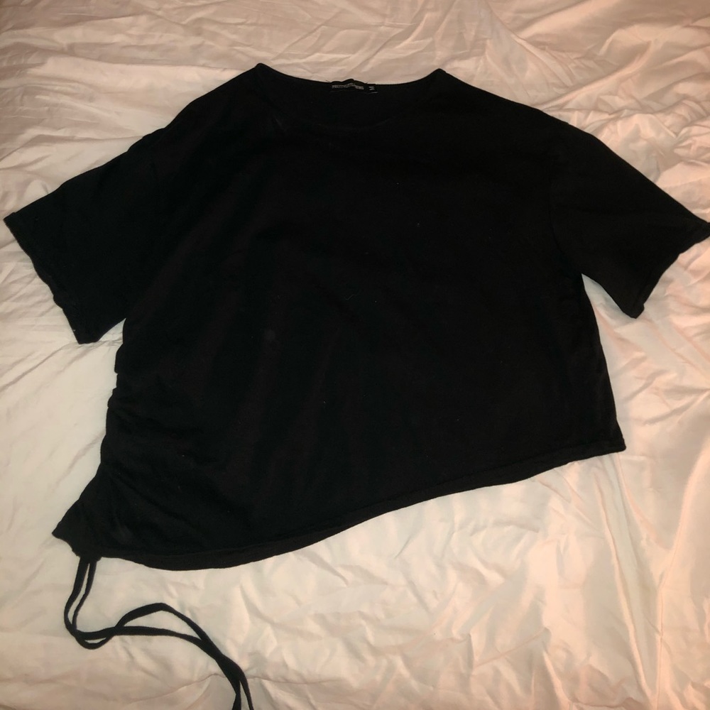Black T-Shirt detailed with Rouched Side